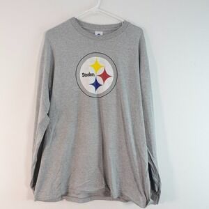 PITTSBURGH STEELERS Shirt Mens‎ XL Gray Long Sleeve Logo Tee NFL Football